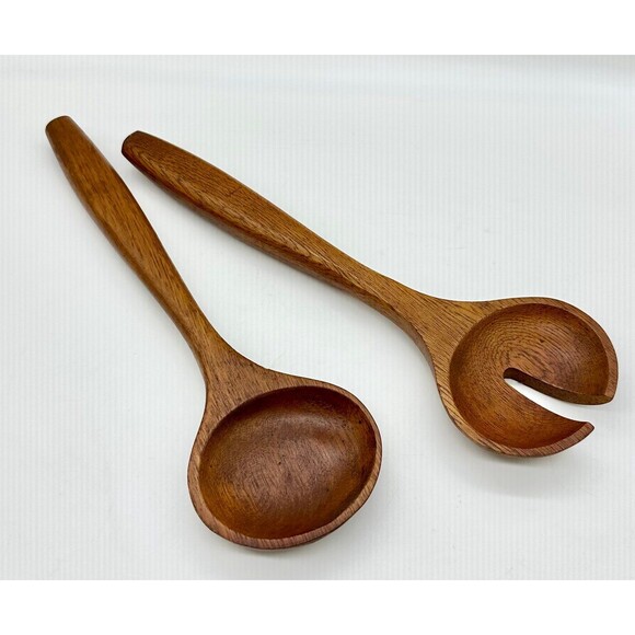 Set of Acacia Heavy Duty Salad Pasta Servers Wooden - Picture 1 of 5